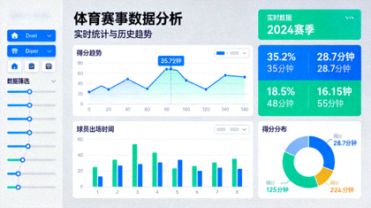 体育赛事数据分析图表与统计界面的视觉呈现